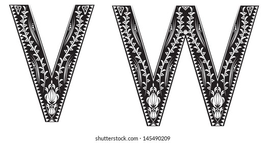 Vector illustration of a set of alphabet letters in graphic style