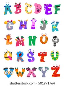 Vector Illustration of Set of Alphabet Monster