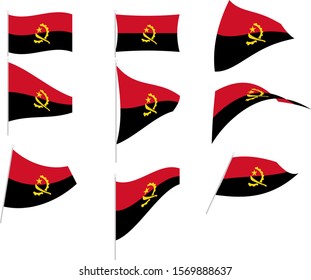 Vector Illustration of Set with Angola Flag