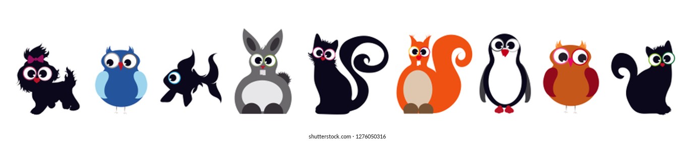 Vector illustration of set of animal.