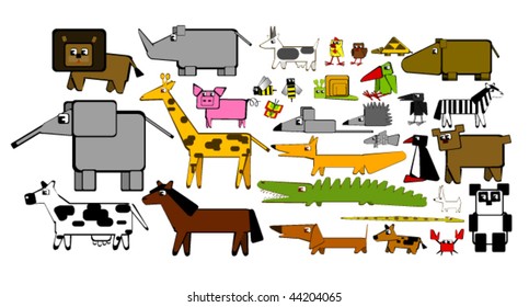 vector illustration of set animal