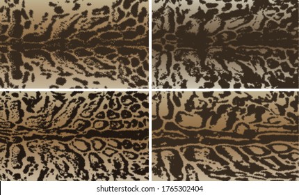 Vector illustration set of animal. Clouded tiger patterns collection.