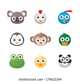 Vector illustration set of animal faces.