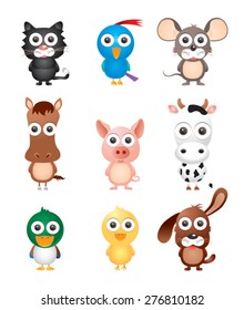 Vector illustration set of animal isolated on white