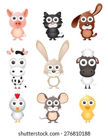 Vector illustration set of animal isolated on white