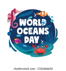 vector illustration of set of animal in sea like fish, jaw, jelly fish, shrimp and sea horse its good for world ocean day