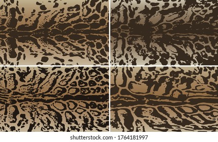 Vector illustration set of animal seamless prints. Clouded tiger patterns collection.