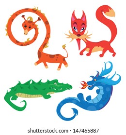 vector illustration of a set of animals