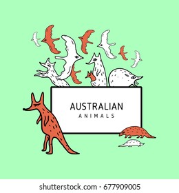 Vector illustration of a set of animals of Australia.