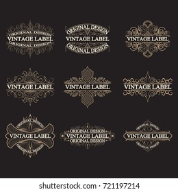 Vector illustration. Set of antique labels, vintage logo design, typography.