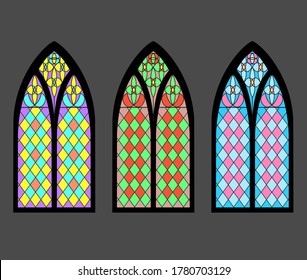 Colorful stained glass window set on black Vector Image