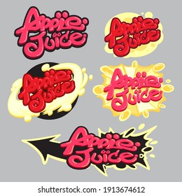 Vector illustration ,Set of Apple juice creative typography.
Applicable typography for flyers ,posters ,banners ,brochures,T shirt ,logo products.