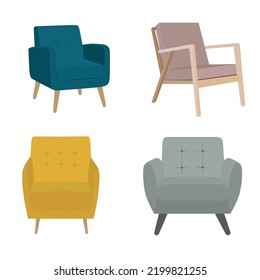 ilustración vectorial con conjunto de sillones