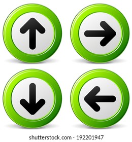 Vector illustration of set arrows green icons on white background