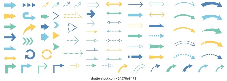 Vector illustration set of arrows. Icon, simple