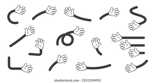 Vector illustration set of arrows like glove pointers pointing in various directions