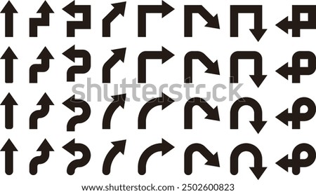 Vector illustration set of arrows of various shapes