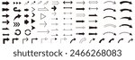 Vector illustration set of arrows. Yajirushi, line, line drawing, icon, simple