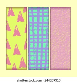 Vector Illustration of set  art banners.  Abstract template made with ink.  Gouache texture background.Gentle colors.