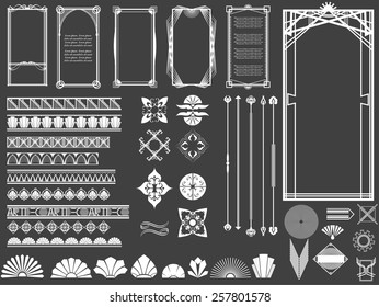 Vector illustration of a set of art deco hi-tech borders, frames and other design elements for scrapbook, web designs and other decorations