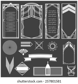 Vector illustration of a set of art deco hi-tech borders, frames and other design elements for scrapbook, web designs and other decorations