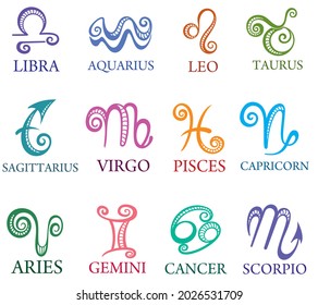 Vector  illustration set of Astrological signs isolated on white background