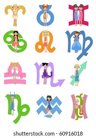 Vector Illustration set of astrological zodiac signs used in Western astrology