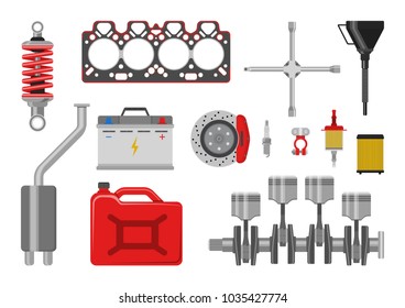 Vector illustration. Set of automotive equipment.