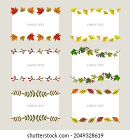 Conjunto de ilustraciones vectoriales de marcos de hojas de otoño