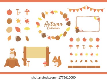 Vector illustration set of autumn related icons and frames