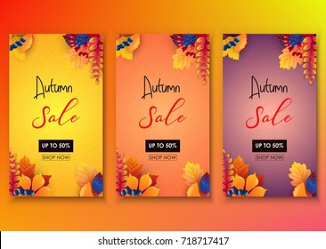 Vector illustration of Set of autumn sale banner template