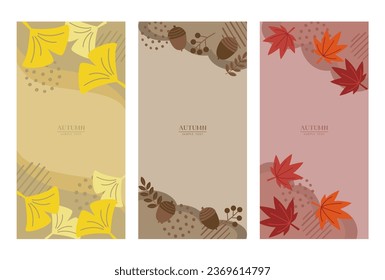 Conjunto de ilustraciones vectoriales de banners verticales de otoño