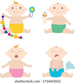 vector illustration set baby emotions