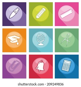 Vector illustration of a set of back to school  icons