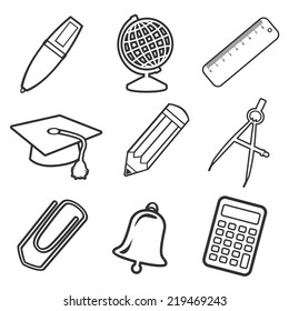 Vector illustration of a set of back to school  icons