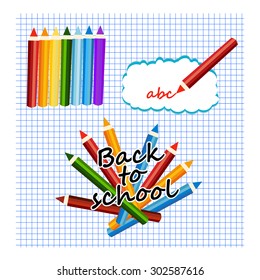 Vector illustration set for Back to school with colors pencils
