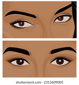 Vektorgrafik. Eine Reihe von Hintergründen für die Werbung Mascara, Frauenaugen, Schönheitsprodukte, Make-up, Banner, Werbung.