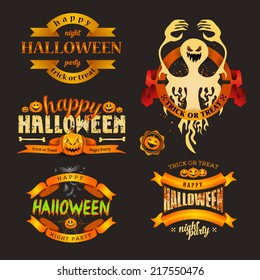 vector illustration set badges and labels on a holiday theme halloween