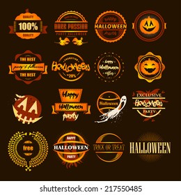 vector illustration set badges and labels on a holiday theme halloween