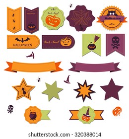 Vector illustration set badges and labels on a holiday theme halloween