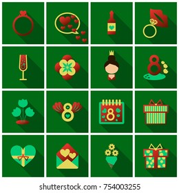 vector illustration set of badges labels on the topic 8 March International Women's Day
