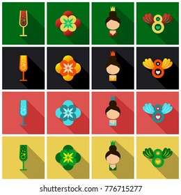 vector illustration set of badges labels on the topic 8 March International Women's Day