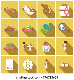 vector illustration set of badges labels on the topic 8 March International Women's Day