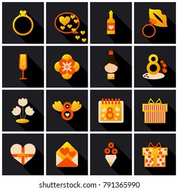 vector illustration set of badges labels on the topic 8 March International Women's Day