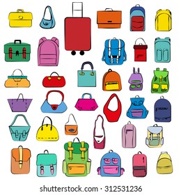 vector illustration of set of bags