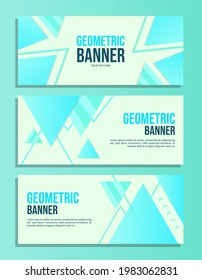 Vector illustration of set of banner designs in blue and green colors. suitable for business graphic assets, web design, print media, backgrounds, etc.