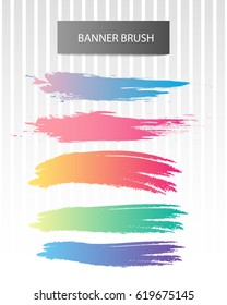 Vector illustration set banner grunge brush stroke colorful color.