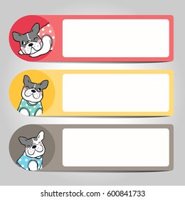 Vector illustration set banner of pug and cute polka dot for pet shop.