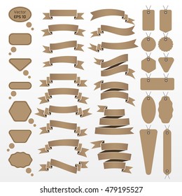 vector illustration of a set banners in the form tape and labels curved from cardboard