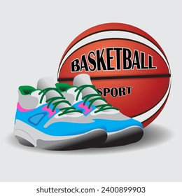 Vector illustration set of basketball sports equipment.